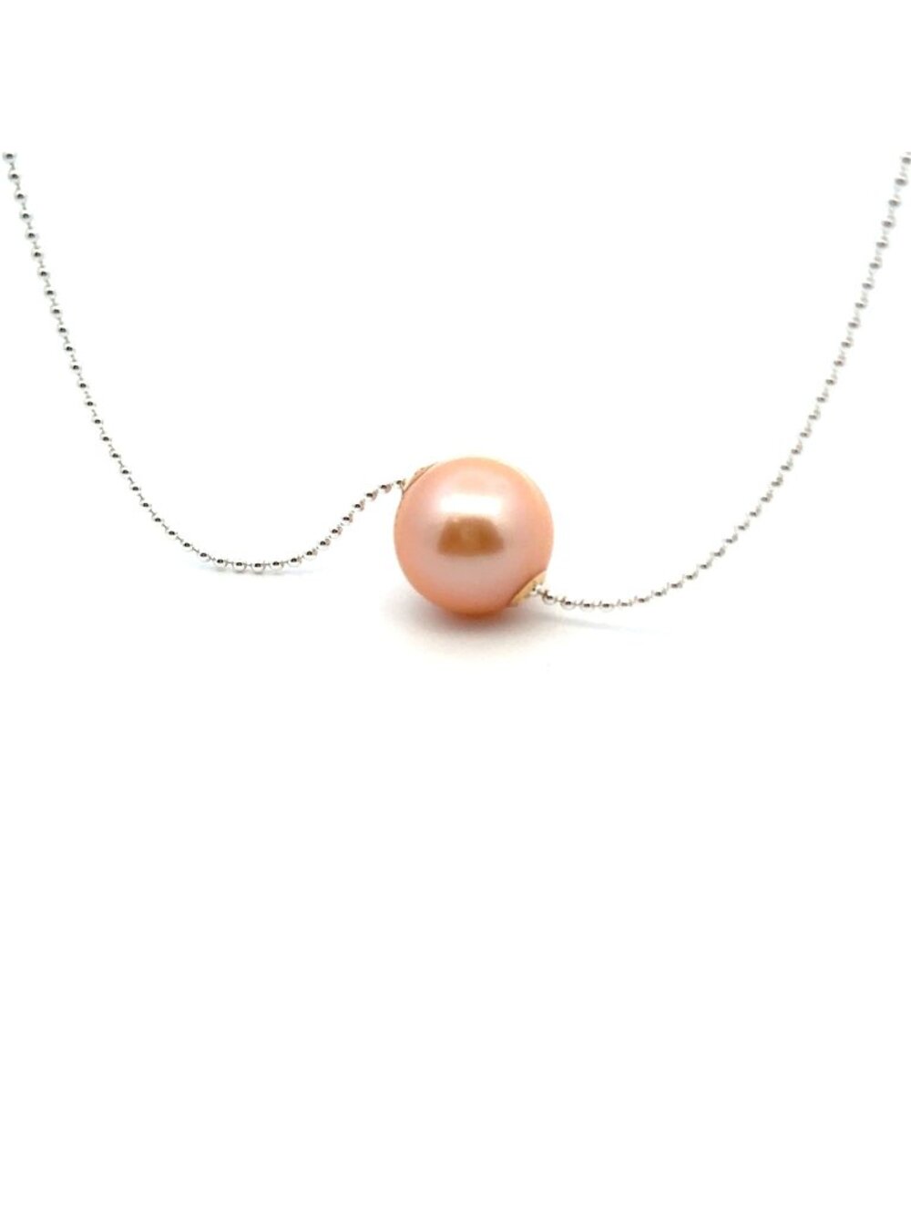 Genuine Gold-Orange Edison Pearl Slider Pendant Necklace Premium Sterling Silver